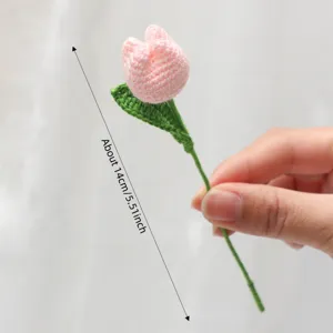 Mini crochet tulip flower handmade yarn knitted floral home decor gift item approx 14cm