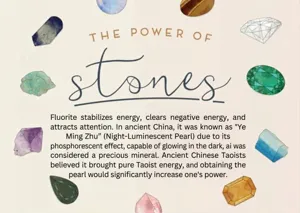 Campione di cristallo di fluorite verde pietra di guarigione carta informativa