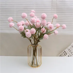 Artificial pompon chrysanthemum flowers bouquet fake plants home decor wedding party ornament.