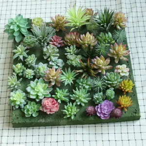 Artificial Succulent Plants Flocking Fake Flower Heads DIY Plant Wall Accessories Artificial Greenery Home Decor