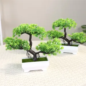 Bonsai pino artificial planta de plastico maceta verde decoracion para interior detalles