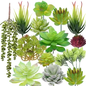 Pianta Succulenta Artificiale Finto Verde Accessori per Composizione Floreale Per Decorazione Parete Balcone Ufficio Casa Plastica