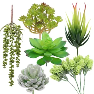 Artificial succulent plants set fake green plants bunch home office decor fake succulents