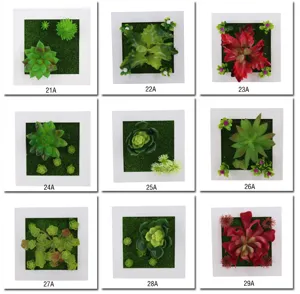 Quadro da parete con piante succulente artificiali, decorazione creativa per casa.