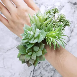 Plantas suculentas artificiales pulsera DIY decoración de pared verde conjunto de flores
