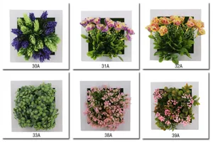 Artificial plant photo frame wall hanging details showing 6 floral and green plant styles.