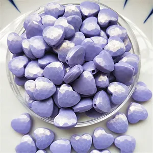 Purple heart acrylic beads faceted mermaid loose beads for DIY jewelry making necklaces