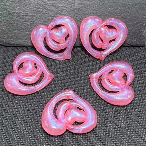 Breloques DIY de cœur double iridescentes sirène pour chaînes de téléphone et bijoux artisanaux.