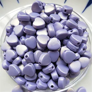 Mermaid macaron iridescent 8mm heart beads DIY jewelry phone chain bag accessories