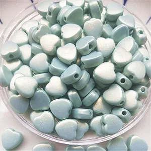 Mermaid macaron iridescent 8mm heart loose beads for DIY jewelry phone chain accessories