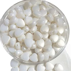 White iridescent heart beads 8mm DIY jewelry making charms for phone chain bag clothing.