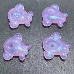 Acrylic airplane charms, iridescent glitter purple DIY beads for phone chains and bag accessories.
