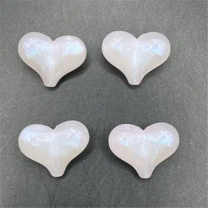 DIY Mermaid Pearlescent Heart Resin Charms Cute Phone Case Pendant Craft Accessories 4Pcs