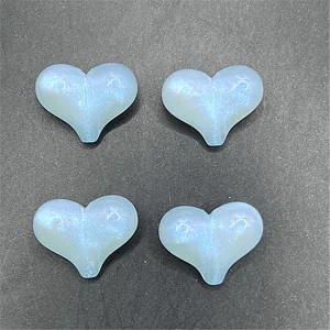 4pcs luminous peach heart DIY charms resin cabochons for phone case pendant accessories