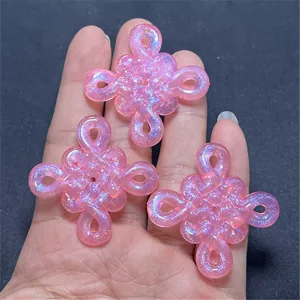 Luminous Glitter Chinese Knot Resin Acrylic Beads DIY Jewelry Making Accessories Phone Chain Pendant Charms