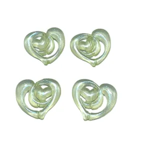Nacre lumineuse double cœur perles DIY chaînes téléphone pendentif bijoux accessoires 4pcs
