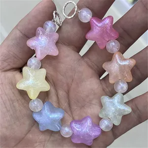 Colorful mermaid star bead DIY phone charm bracelet handmade craft accessory sweet cute style