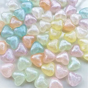 10MM Acrylic Heart Beads Mermaid Iridescent Luminous Loose Beads DIY Jewelry Making Craft Necklace Bracelet Accessories