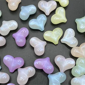 Pastel iridescent heart beads DIY accessories, magical glow craft supplies for phone chains.