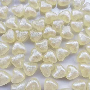 10mm acrylic heart beads iridescent pearl luster DIY jewelry making necklace bracelet crafts