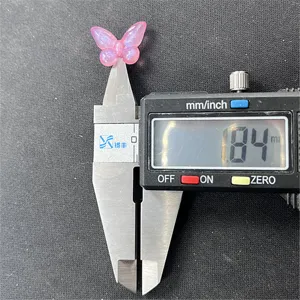 Mermaid glowing butterfly DIY charm detail view showing exact size measurement with caliper