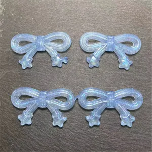 Blue translucent bow star charm DIY handmade jewelry accessory phone chain bead craft detail shot