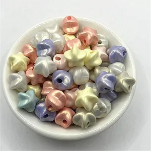 ABS Pearlescent Five-Pointed Star Beads Magic Color DIY Jewelry Craft Accessories
