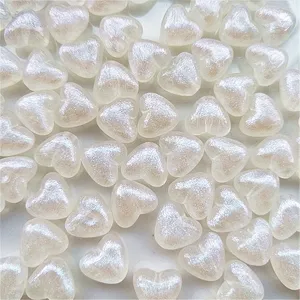10mm acrylic heart beads iridescent mermaid DIY jewelry making necklace bracelet crafts materials