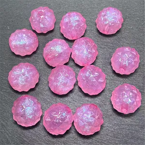 Pink acrylic mermaid glow faceted beads, detail shot for DIY jewelry, phone chains and accessories.
