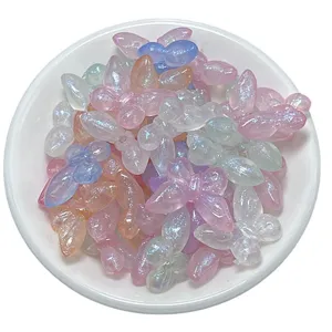 Colorful butterfly beads for DIY jewelry making, cute acrylic charms for phone chains, clear view.