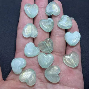 Acrylic translucent cloud heart beads with gold glitter for DIY jewelry phone chains
