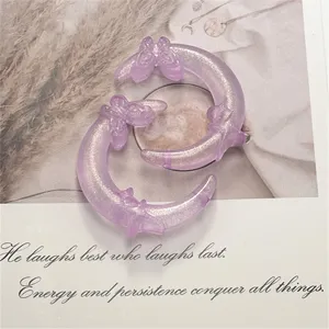 Pendentifs lune papillon en résine pailletée violette accessoires DIY pour téléphone.