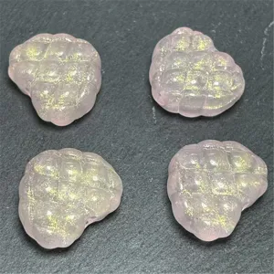 Pink glitter waffle heart vertical hole beads for DIY phone chains keychains jewelry making.