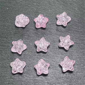 11mm rose craquelé acrylique perles étoile vue détaillée pour fabrication bijoux diy collier.