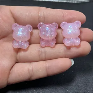 Pendentifs ours en résine pailletée sirène pour bijoux DIY, lanières de téléphone et artisanat.