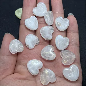 Acrylic Transparent Cloudy Gold Powder Vertical Hole Heart Beads DIY Jewelry Phone Chain Bag Chain Handmade Accessories