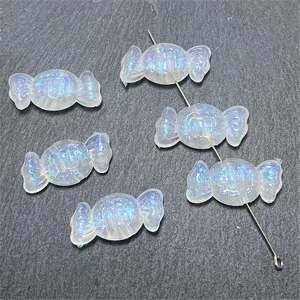 Cuentas DIY con forma de caramelo iridiscente dijes acrílicos para joyería hecha a mano