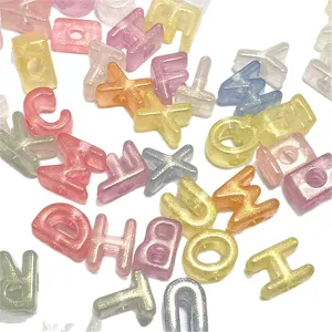 Cuentas de letras luminosas de acrílico sirena para llaveros y accesorios de joyería DIY.