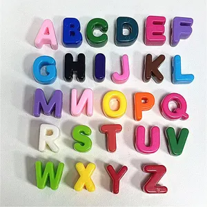 Cuentas de Letras de Color Sólido de Acrílico de Agujero Grande Accesorios DIY Hechos a Mano para Cadena de Teléfono Llavero