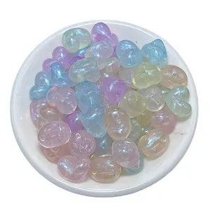Cuentas sueltas de acrílico con forma de corazón sirena para joyería DIY collares.