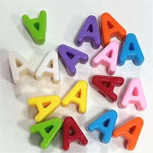 Cuentas de alfabeto de agujero grande acrílico letras coloridas DIY colgante cadena teléfono