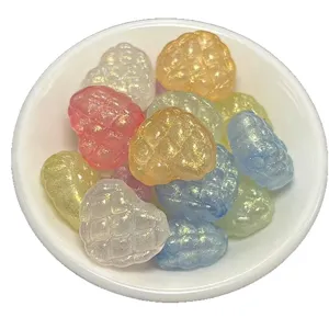 Mermaid luminous glitter waffle heart beads with vertical hole for DIY phone chain charm jewelry making