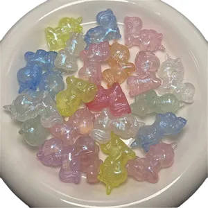 Breloques poney licorne résine colorée perles DIY lueur sirène pour chaînes de téléphone