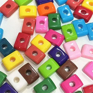 Cuentas de acrilico de colores con agujero grande para manualidades llaveros y collares