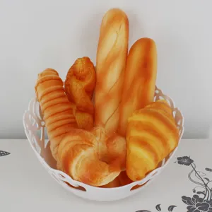 Conjunto de modelo de pan PU artificial accesorios de fotografía falso cruasán baguette decoración