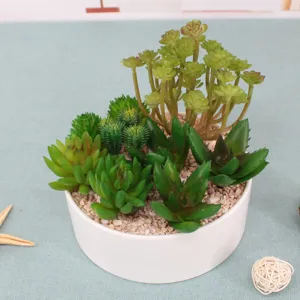 Conjunto de plantas suculentas artificiales en maceta, plantas falsas decorativas para el hogar