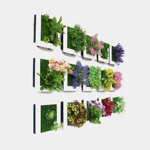 Parete con cornice per piante artificiali set decorativo di fiori succulenti
