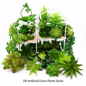 Piante Succulente in Plastica Artificiale Serie Verde Finti Teste di Fiori Succulenti Parete di Piante DIY Accessori per Arredamento