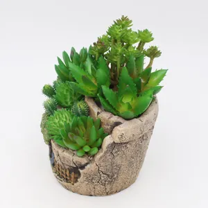 Piante succulente artificiali in vaso finte piante verdi vaso in resina rustico
