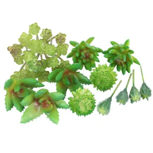 Set di teste di piante succulente verdi artificiali per composizioni floreali fai da te